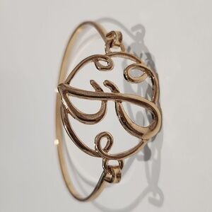 Initial Bracelet Monogram Letter Gold Tone Bangle